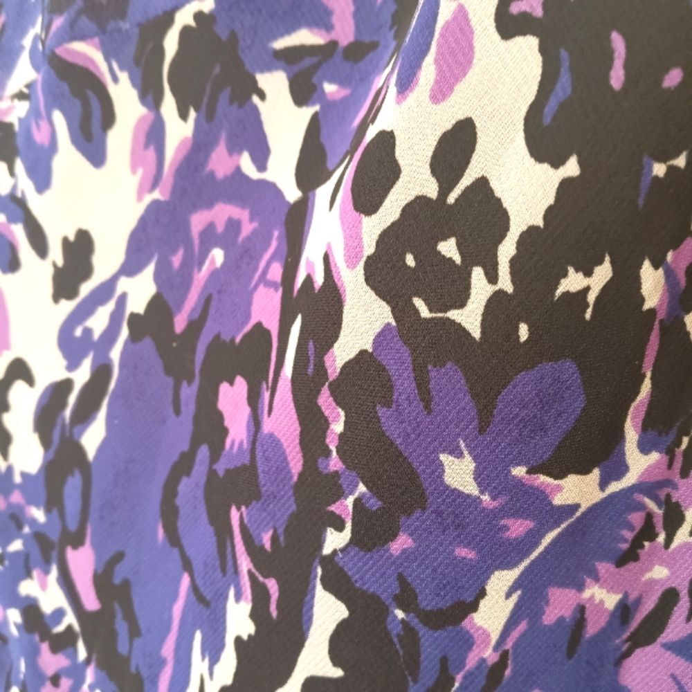 Vintage Purple Floral  Chiffon Flared Hem Fairycore Midi Skirt Sz L - Picture 2 of 3